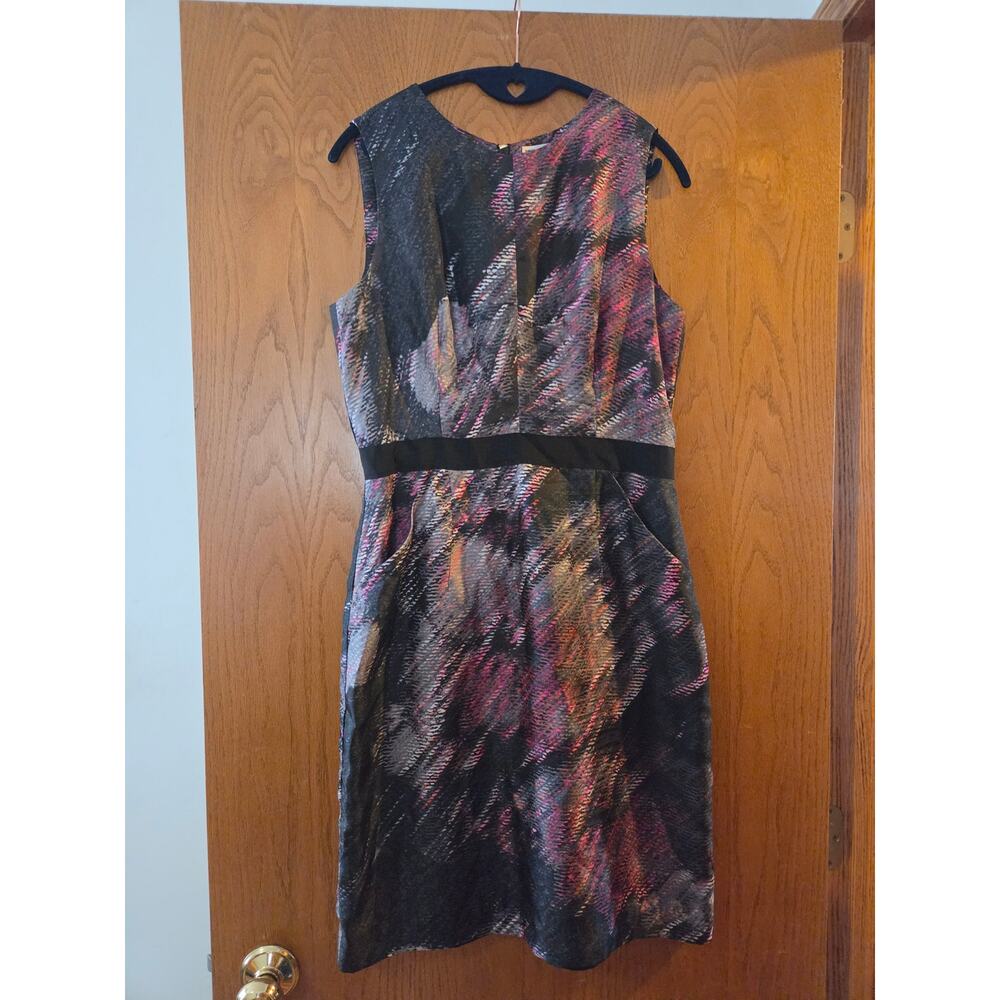 Milly New York 100% Silk Abstract Feather Print Sleeveless Dress Multi Size 10